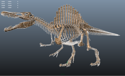 棘龙 埃及棘龙 古生物化石 恐龙博物馆 地质博物馆 恐龙化石骨架 3d