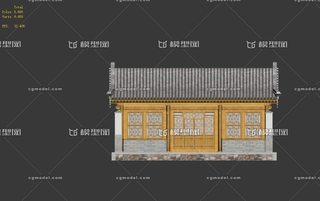 古代悬山建筑三开间