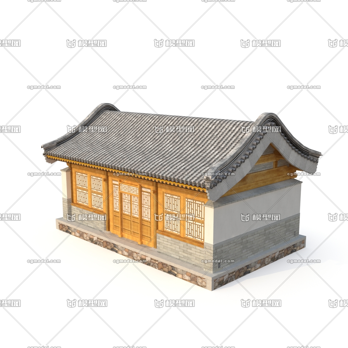 古代悬山建筑三开间