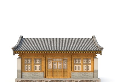 古代悬山建筑三开间