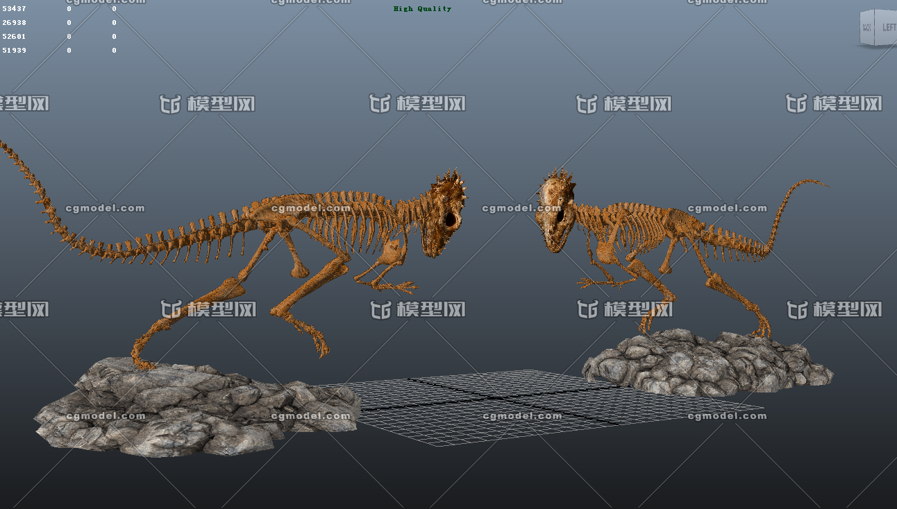 肿头龙 古生物化石 恐龙博物馆 地质博物馆 恐龙化石骨架 3d模型 史前