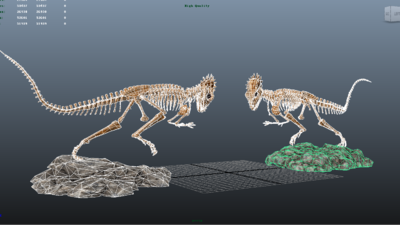 肿头龙 古生物化石 恐龙博物馆 地质博物馆 恐龙化石骨架 3d模型 史前