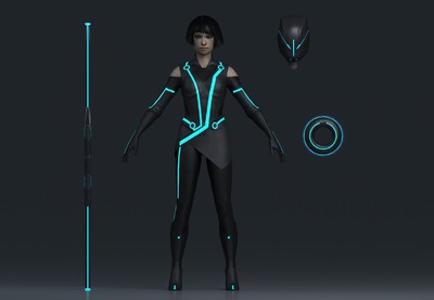 创:战纪 女主葵拉 套装 电子世界争霸战 女主角 科幻风格 战衣 头盔