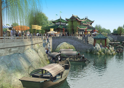 古建-唐朝小镇(带动画)-码头-运河-河道-古代主题商业街道-唐朝文化