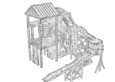 古代水车结构图图片