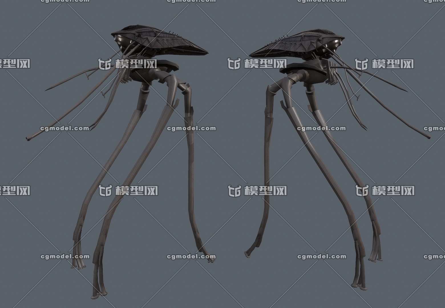 卡通 三足机器人ii 世界大战中侦查机_judyzhang作品_人物机器人/机甲
