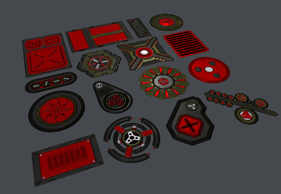 scifi 科幻场景部件 通道按钮 2048贴图 控制按钮 开关