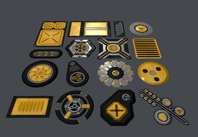 scifi 科幻场景部件 通道按钮 2048贴图 控制按钮 开关