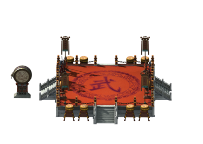 写实,高清比武擂台,武器架,战鼓,铜锣,_xuelang1作品_场景古代场景_cg