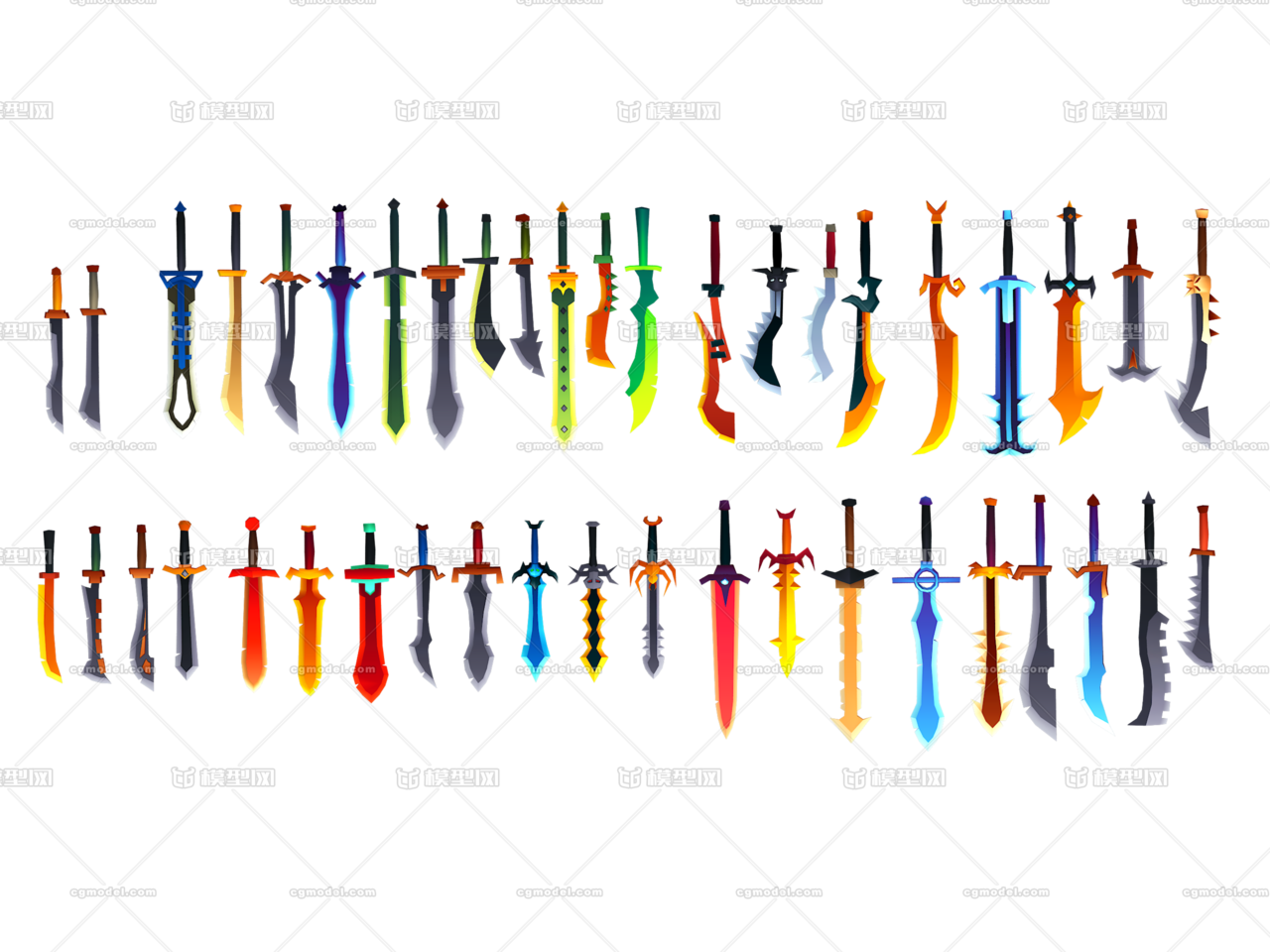 Q版武器卡通手绘兵器低模卡通武器刀剑匕首大刀长刀 Cg模型网 Cgmodel 三维设计师交流互动平台 专注多品类3d模型下载 原创作品分享 软件学习