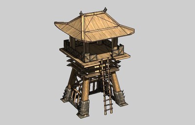 军营哨塔模型_-.向日葵作品_场景古代场景_cg模型网