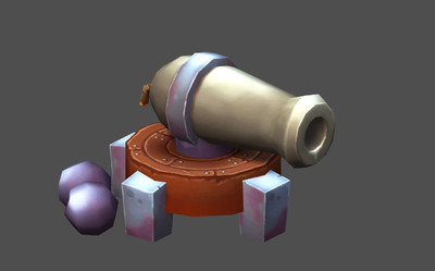 3款q版卡通古代大炮火药弹药武器戏场景道具fbx通用格式max