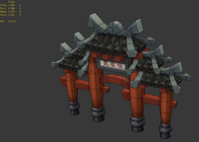 卡通q版中式建筑鸟居古代建筑门牌坊古代牌坊