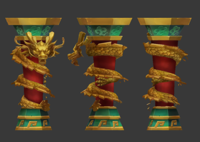 卡通古代柱子龙柱子盘龙柱神龙中国龙黄金盘龙柱