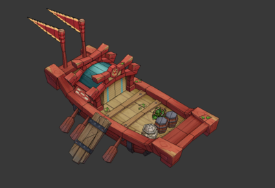 卡通q版木船独木船帆船小船