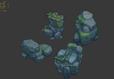 卡通q版岩石石头石块石堆巨石山体峭壁