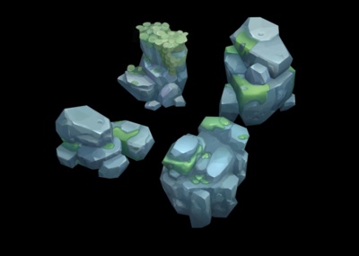 卡通q版岩石石头石块石堆巨石山体峭壁