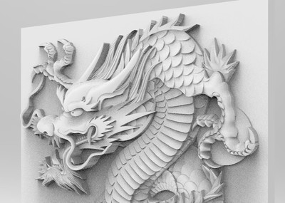 霸气卷龙高精度3d打印浮雕