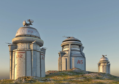 高清科幻堡垒,地堡,哨塔,炮塔,炮台,箭塔,科幻建筑,塔楼,防御塔