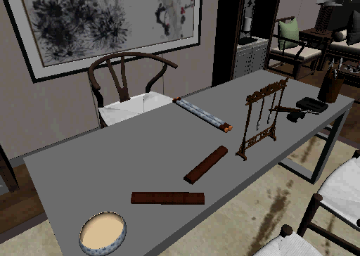 写实书房卷轴打开动画场景,画卷打开,卷轴打开,书房,古典,模型,max