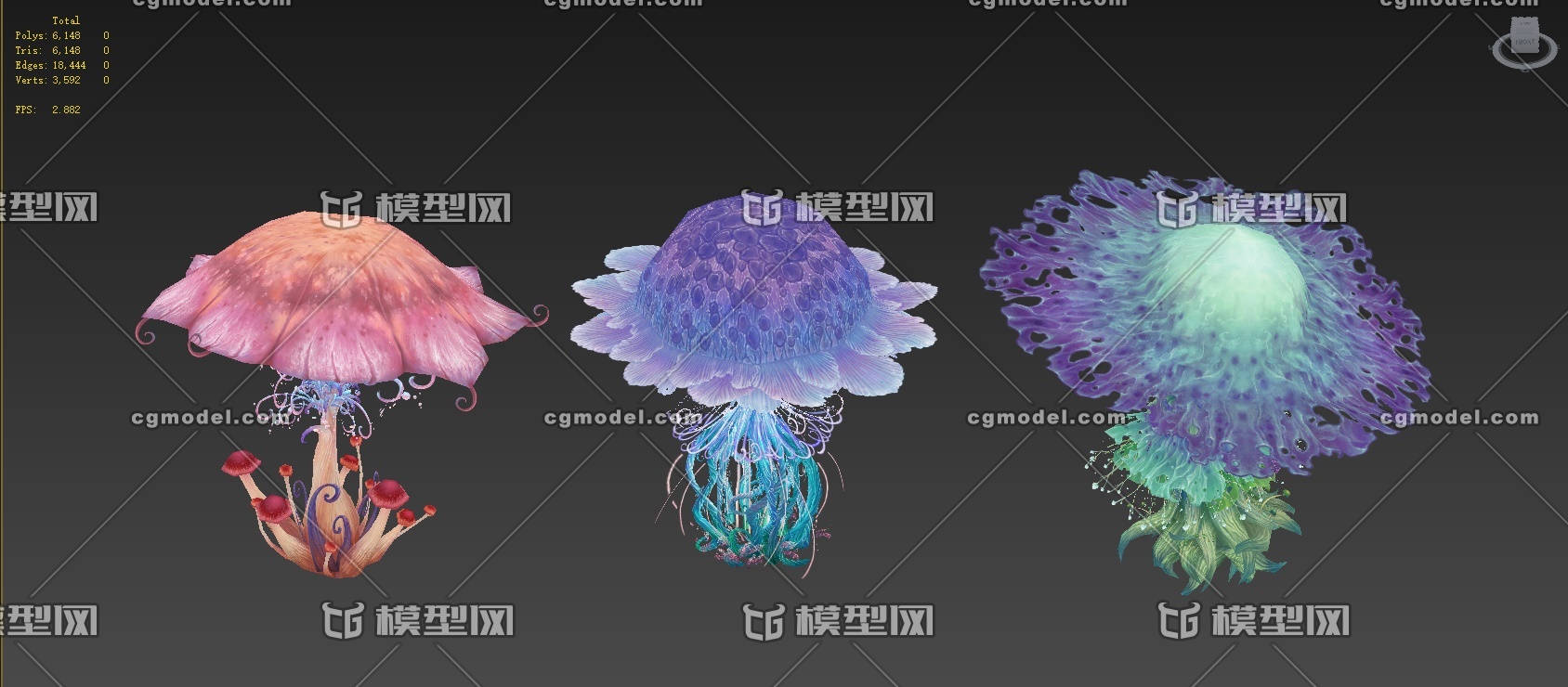 奇幻蘑菇组模型-花卉模型库-3ds Max(.max)模型下载-cg模型网