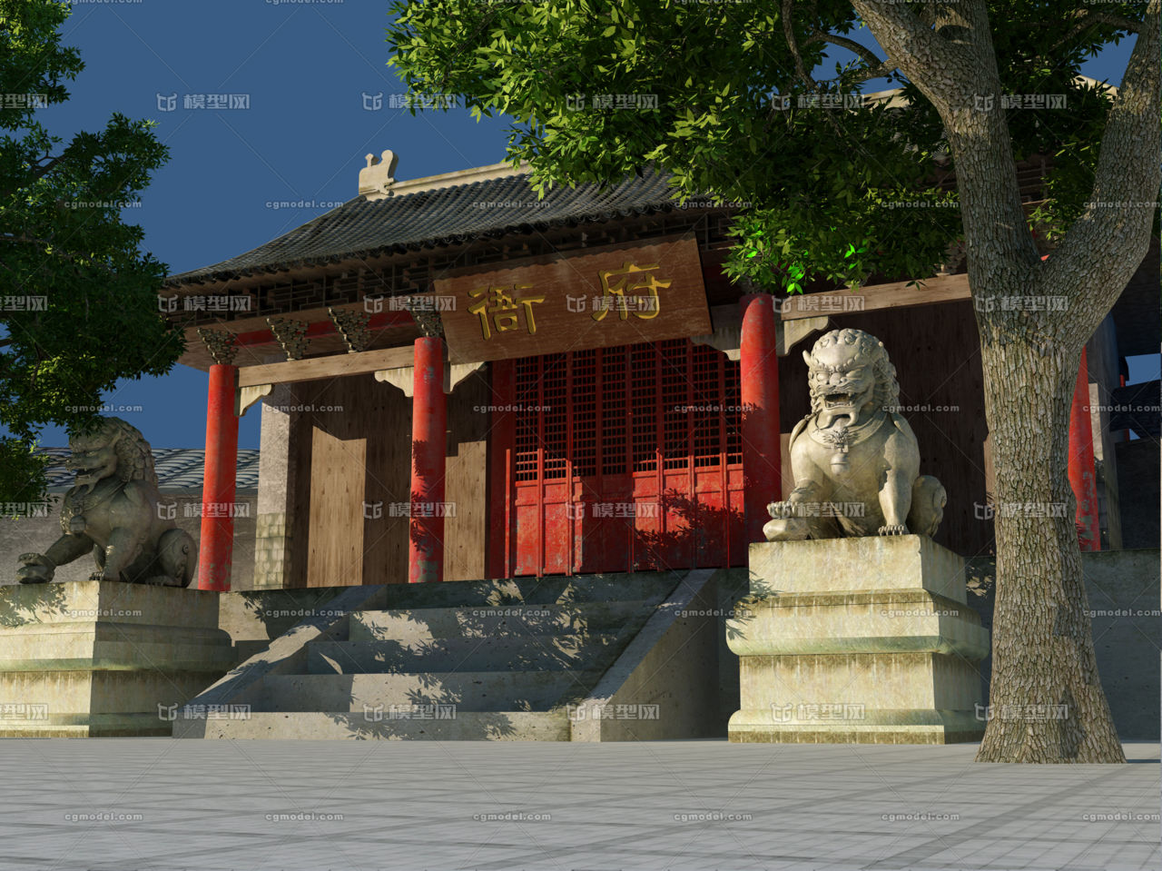 写实衙门 府衙模型-历史建筑模型库-3ds Max(.max)模型下载-cg模型网