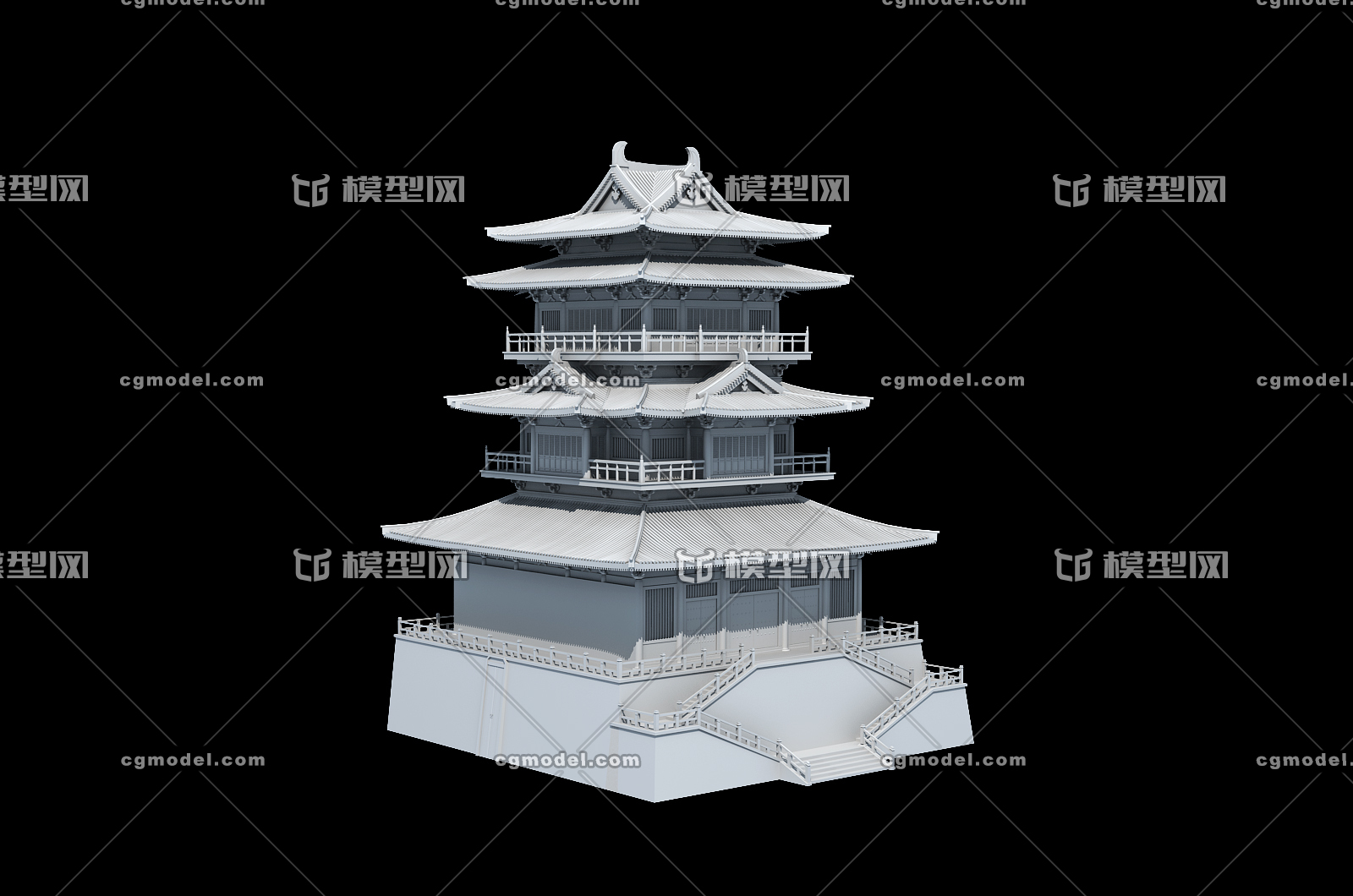 古建筑模型模型-历史建筑模型库-3ds Max(.max)模型下载-cg模型网