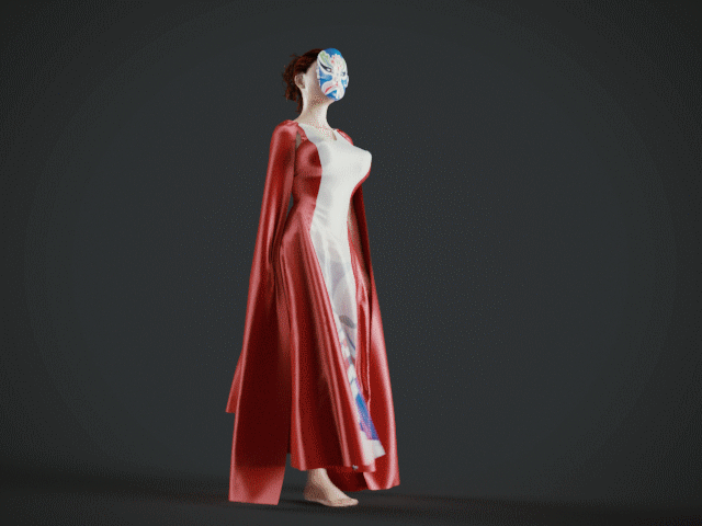 性感乳摇面具女 动力学衣物无缝循环处理 _模型聚合作品_人物女人_cg