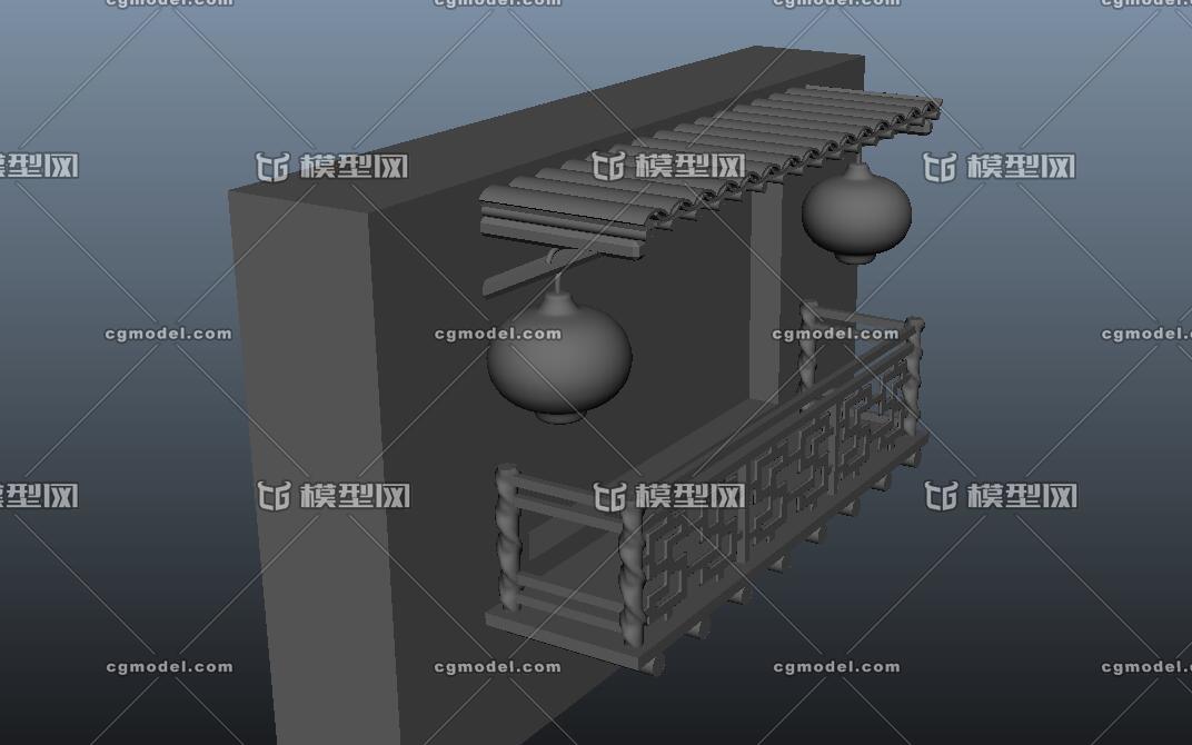 阁楼 阳台_jan123作品_场景古代场景_cg模型网