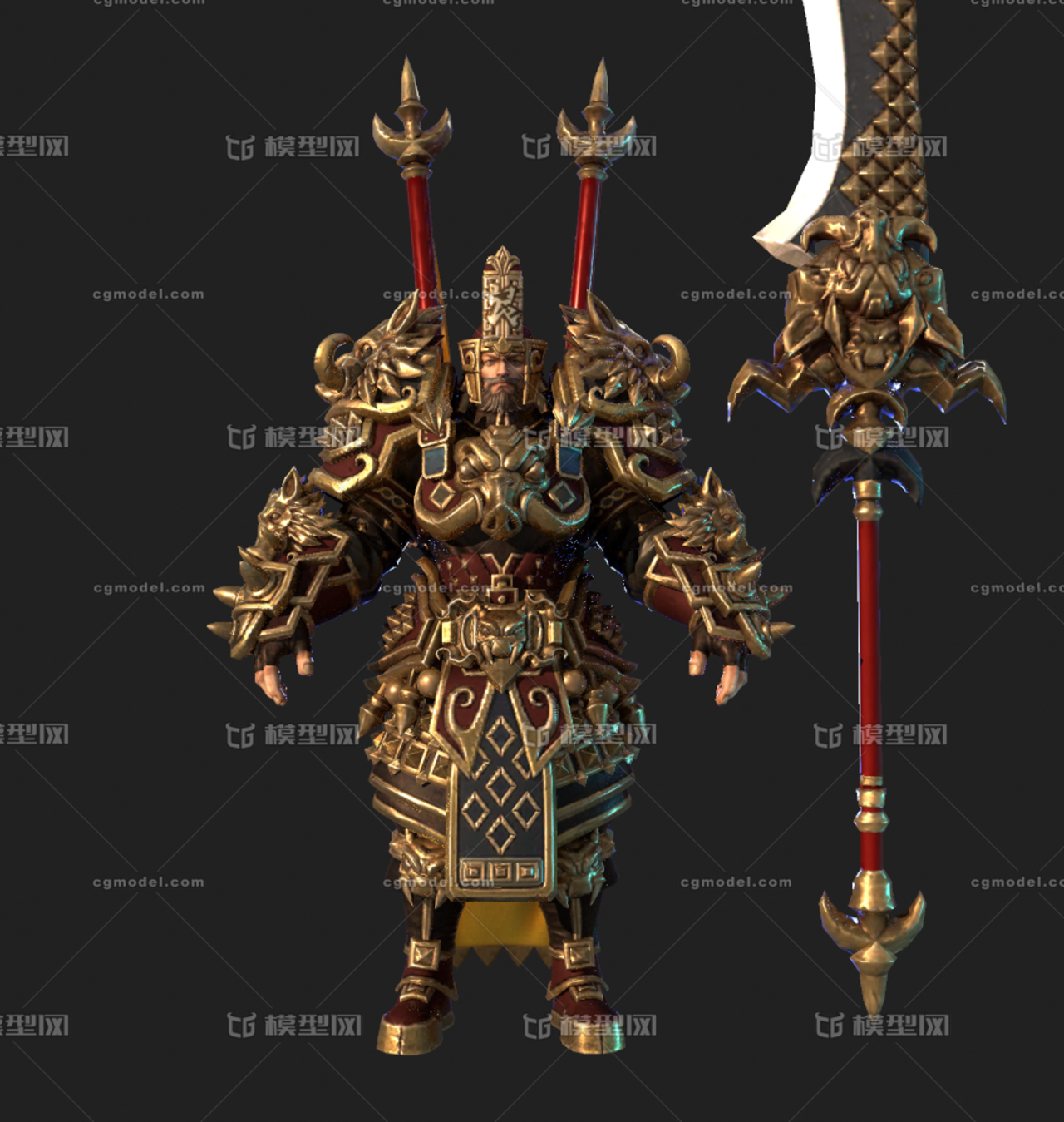 古代將軍 pbr次時代模型 3dmax obj 八猴格式