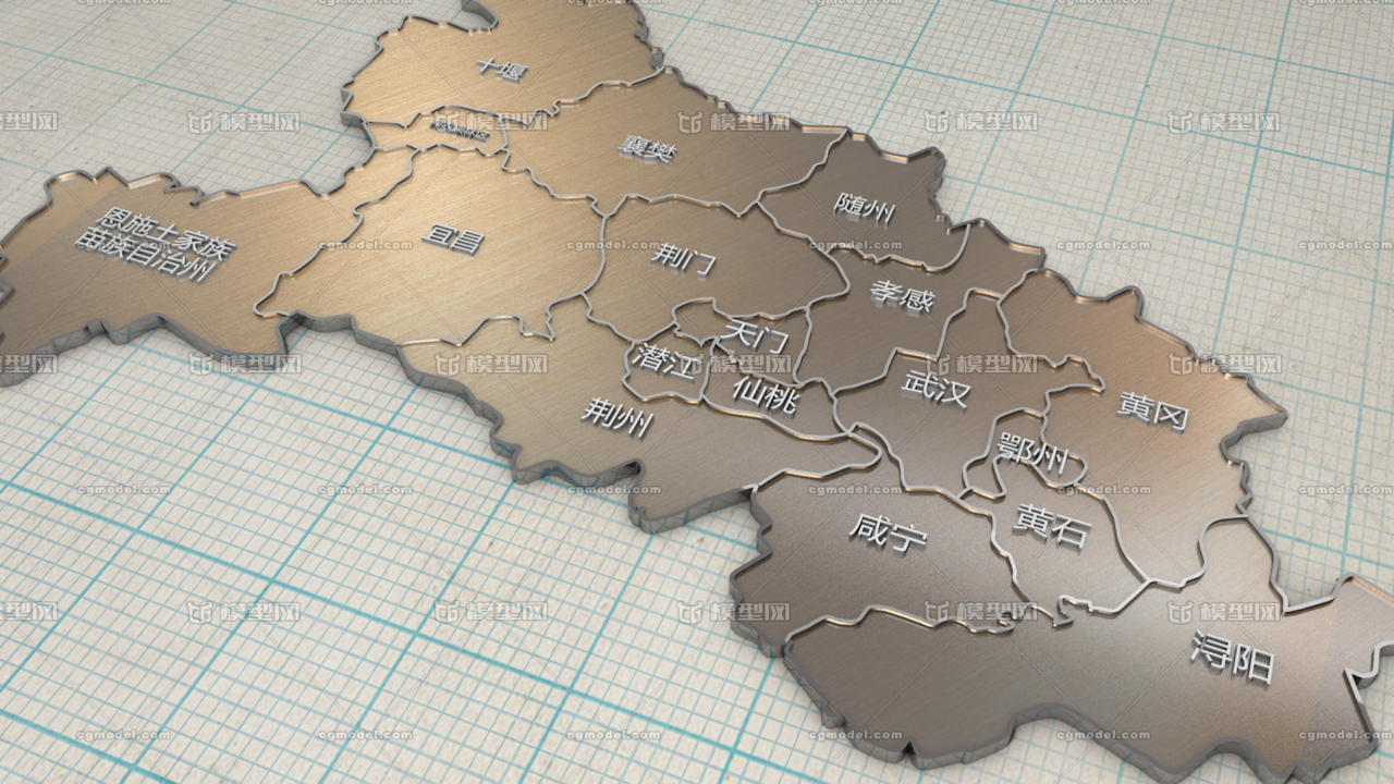 湖北省地图_深海珊瑚礁作品_场景场景部件_cg模型网