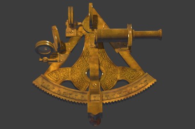 古旧金属仪器测量六分仪器天文定位仪器远洋船航星罗盘航海导航仪器
