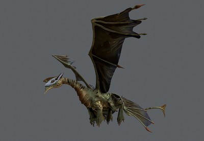 四翼飞龙【带绑定动画】 魔幻飞龙 驯龙高手 西方飞龙