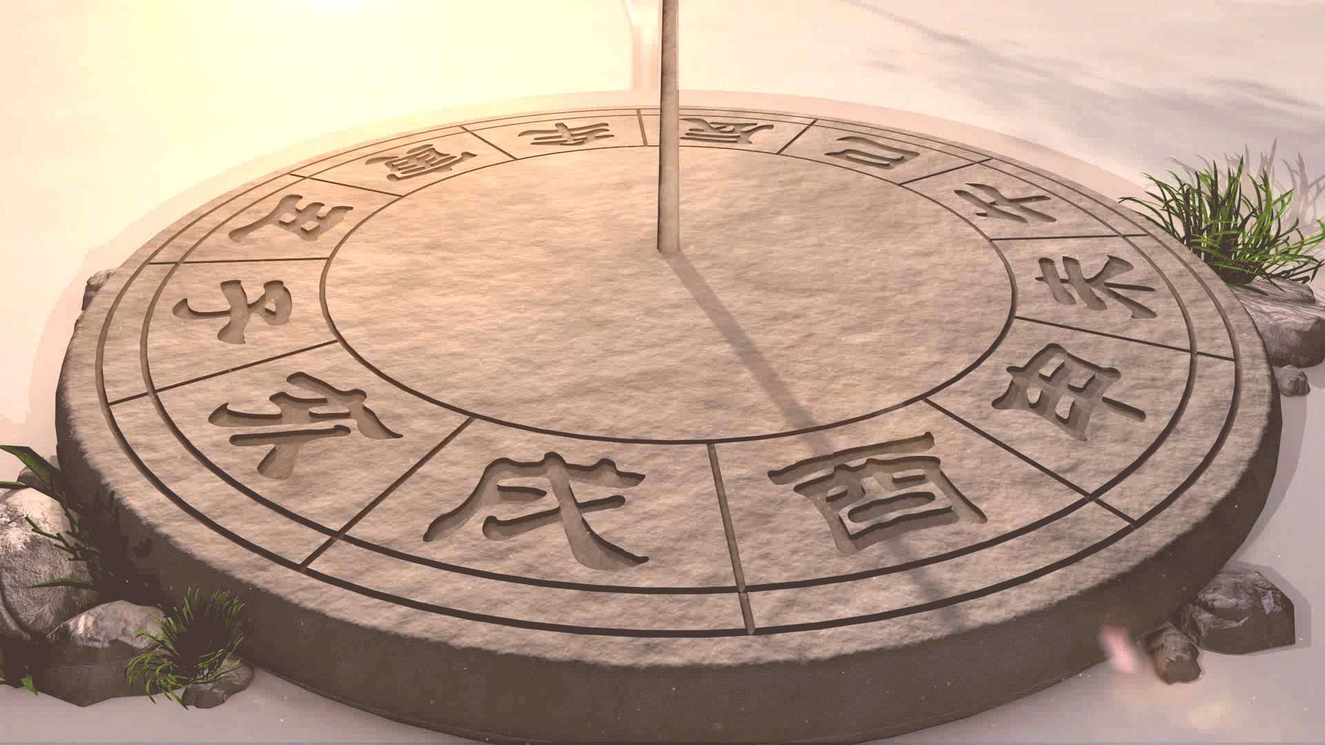 高**日晷模型 石头表盘时钟模型-石头模型库-Cinema 4D(.c4d)模型下载-cg模型网