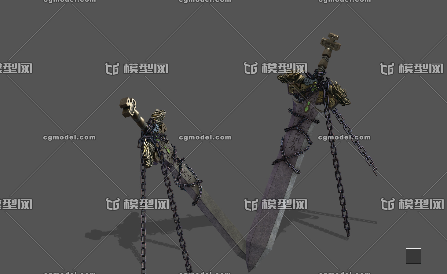 较精细的剑石剑铁剑铁链高模写实