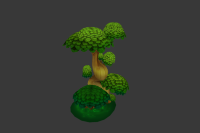 卡通q版大树古树圆形叶子的树