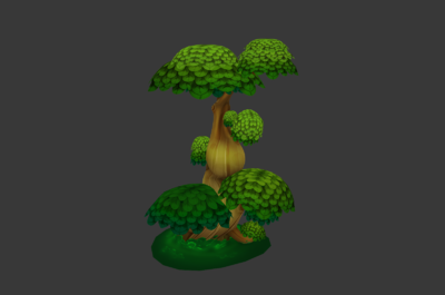 卡通q版大树古树圆形叶子的树