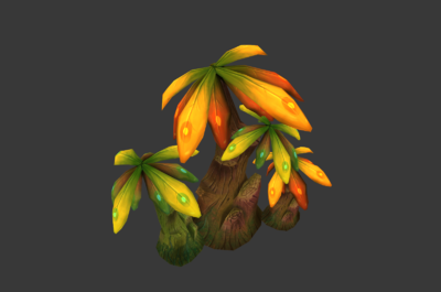 手绘卡通q版奇异树 梦幻树 枯树 彩色叶子的树 奇异椰子树