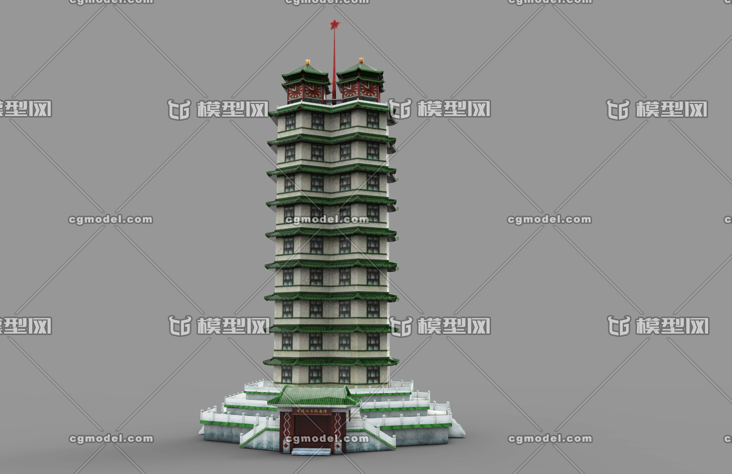 二七塔 动画 有贴图 影视 动画 _夏天的疯作品_建筑历史建筑_cg模型网