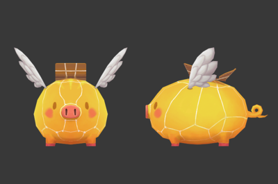 卡通q版飞猪模型飞猪坐骑小黄猪