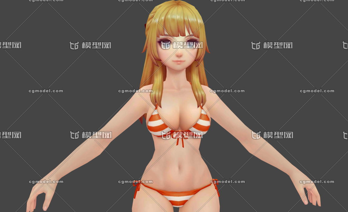 夏季清凉时装,美少女,沙滩泳装, 小女孩,小姑娘,红色条纹三点式内衣