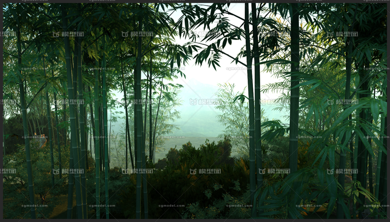 写意竹林动画场景,竹林,森林,花草,原始森林,丛林,意境,影视,自然