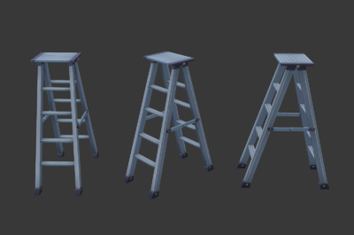 手绘低模人字梯 梯子 折叠梯 装修家装工具