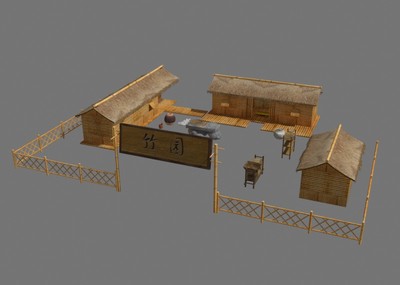 精致的小院子 四合院 竹园 农家小院 庭院 院子 竹屋 竹篱笆 茅草屋