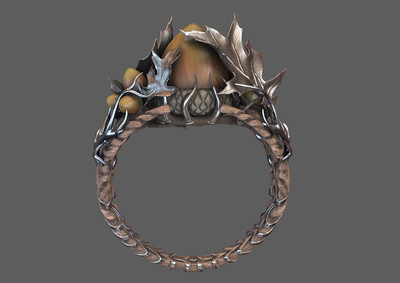 pbr次世代魔幻戒指 精灵戒指 魔法戒指 指环王 魔戒 首饰 橡木戒指