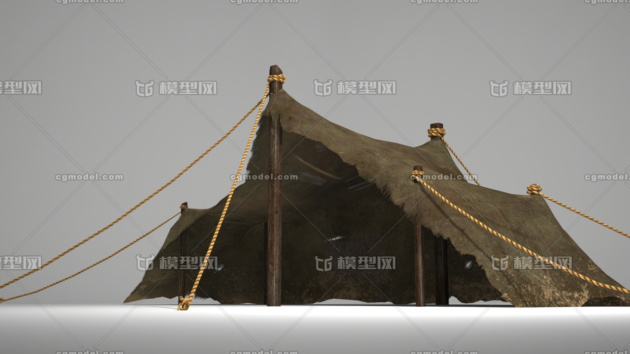 破损的篷布破旧的帐篷_zhsjlclzhwq作品_场景古代场景_cg模型网