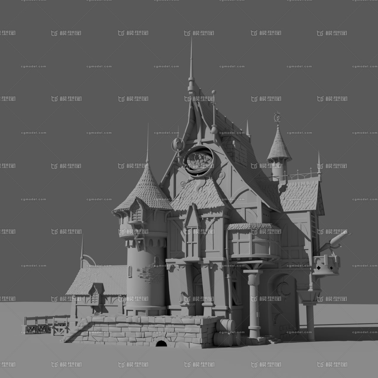 习作--场景模型 西方偏写实魔幻场景模型-古代场景模型库-Maya(.ma/.mb)模型下载-cg模型网