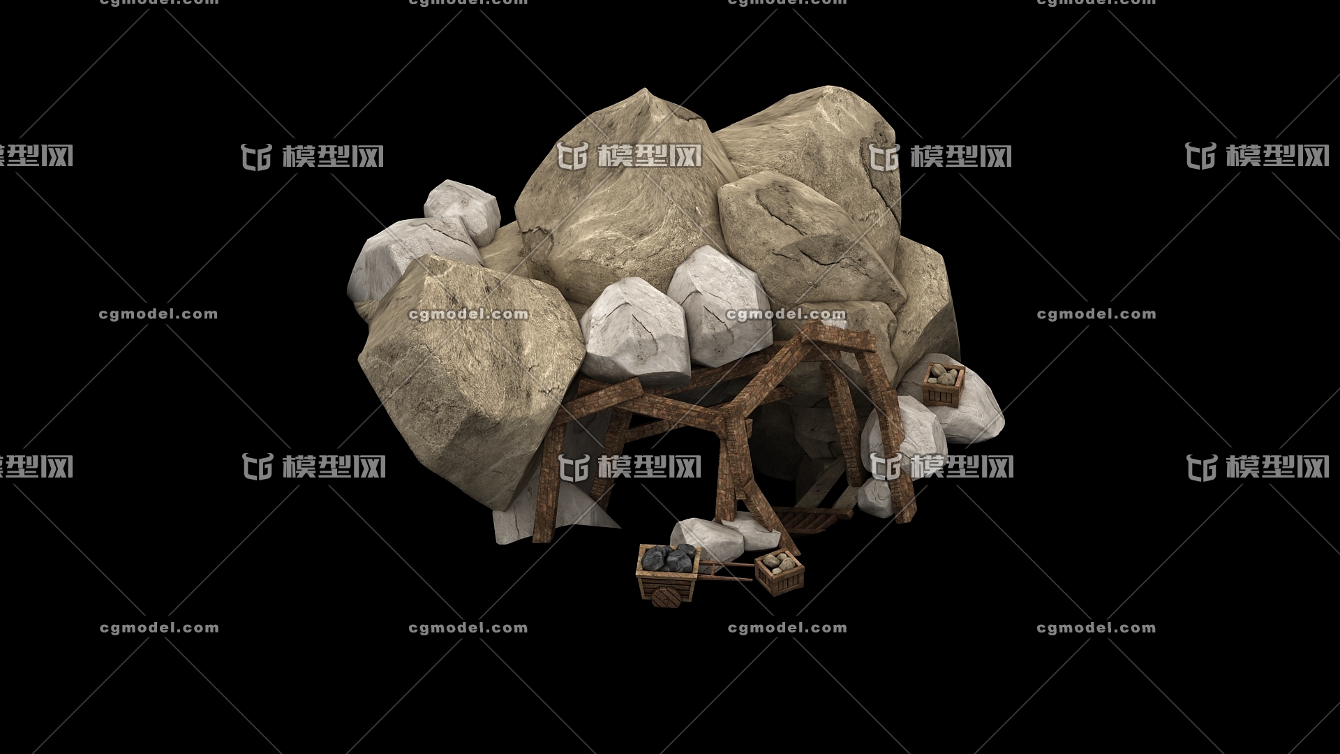 矿洞可三渲二可影视模型-古代场景模型库-3ds Max(.max)模型下载-cg模型网