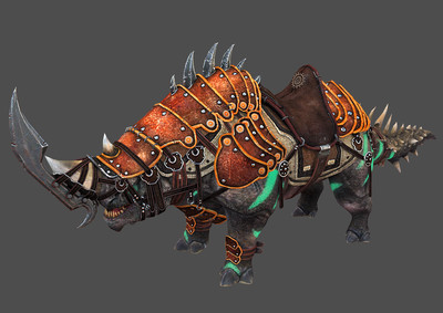 次世代 犀牛坐骑 高质量写实 pbr 骑宠 宠物 跟班 怪物设计 boss 游戏