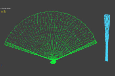 摺扇 竹扇 扇子 傳統生活用品 高精度精細摺扇模型 用戶可以自己在
